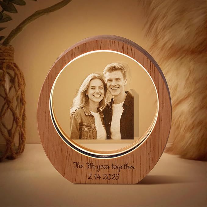 Personalized 3d Engraved Crystal Photo Led Light For Home, Christmas Gift