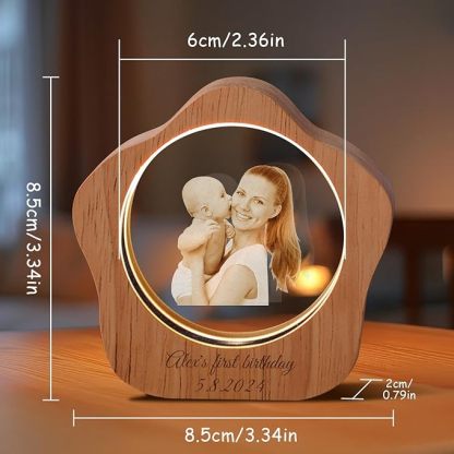 Personalized 3d Engraved Crystal Photo Led Light For Home, Christmas Gift