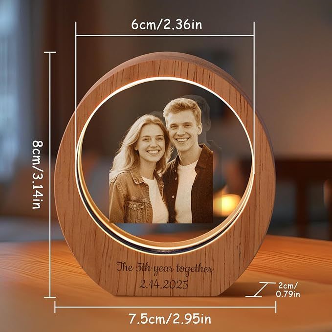 Personalized 3d Engraved Crystal Photo Led Light For Home, Christmas Gift