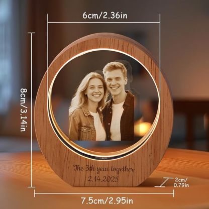 Personalized 3d Engraved Crystal Photo Led Light For Home, Christmas Gift