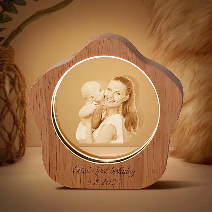 Personalized 3d Engraved Crystal Photo Led Light For Home, Christmas Gift