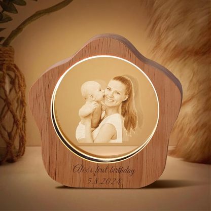 Personalized 3d Engraved Crystal Photo Led Light For Home, Christmas Gift