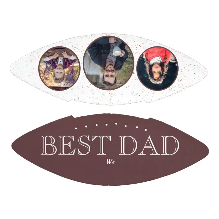 Personalized Photo Custom Text Best Dad 3 Photos Collage Football Rugby Gifts For Football Lovers Father's Day Football Gifts for Dad, Son, Grandpa