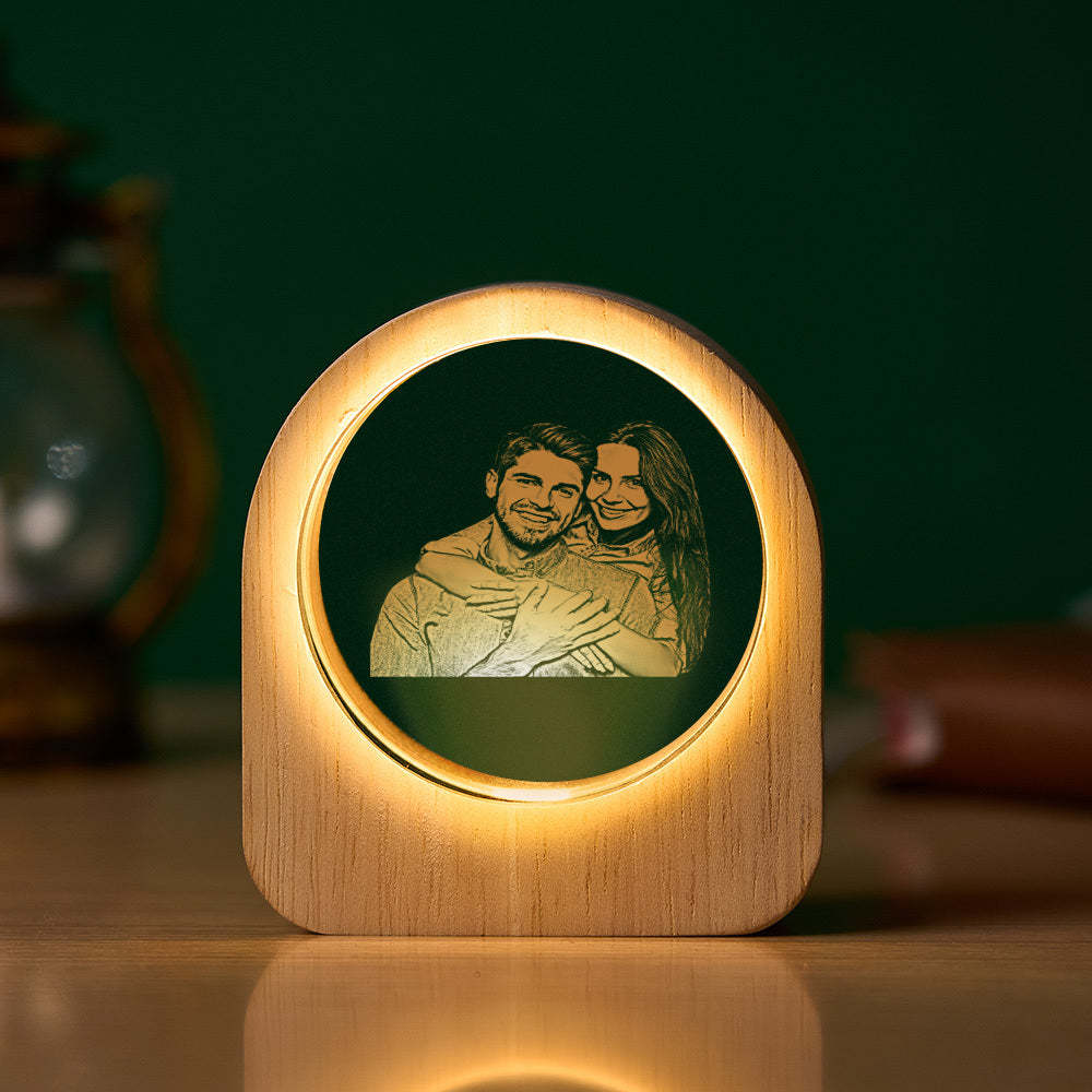 Personalized 3d Engraved Crystal Photo Led Light For Home, Christmas Gift