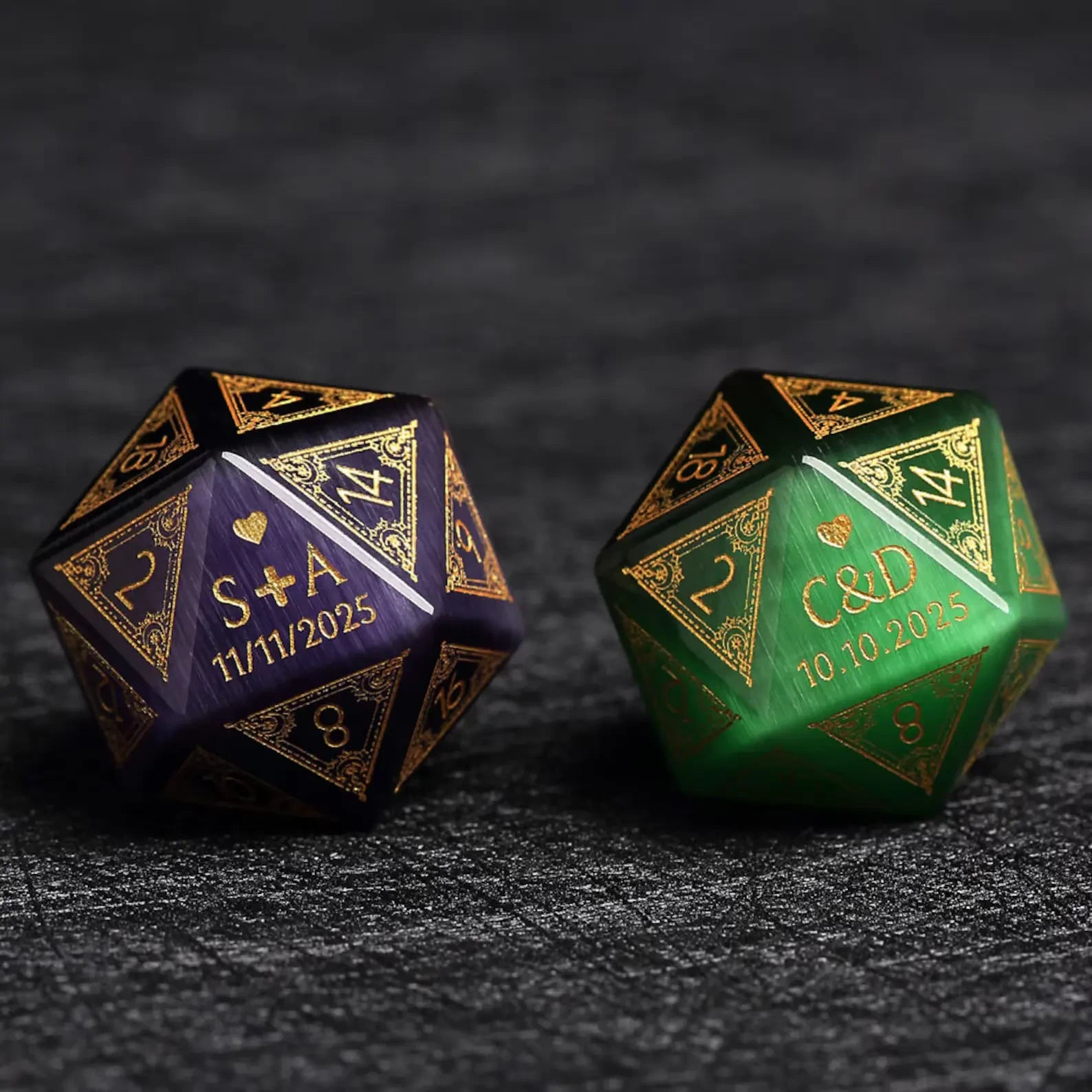 Custom Anniversary D20 Dice, Personalized Gift