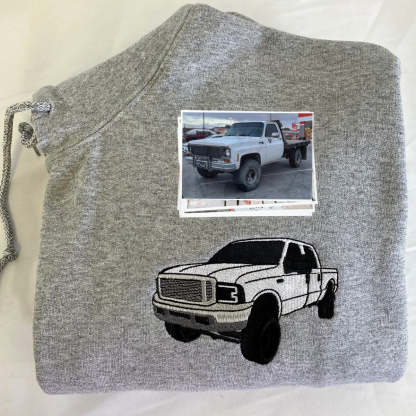 Custom Embroidered Car Outline Sweatshirt From Your Photo, Embroidered Car Hoodie, Custom Car Sweater