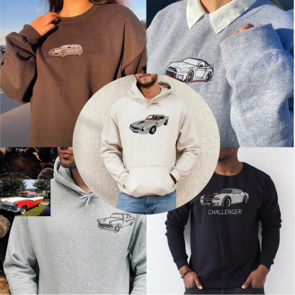 Custom Car Embroidered Shirt – Perfect Gift for Car Lovers and Couples!!!