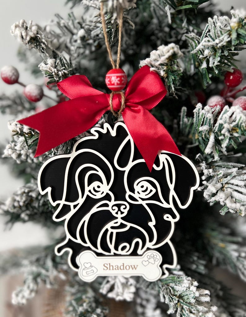 Personalized Line Drawing Pet Portrait Christmas Ornament