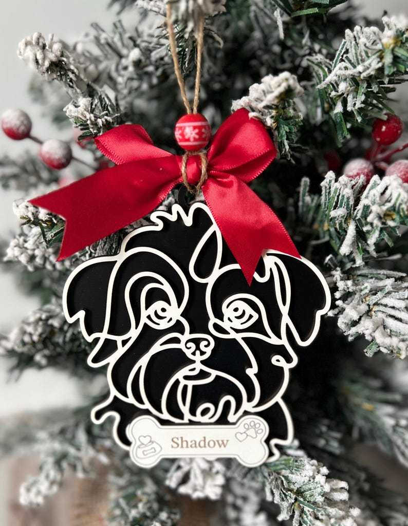 Personalized Line Drawing Pet Portrait Christmas Ornament
