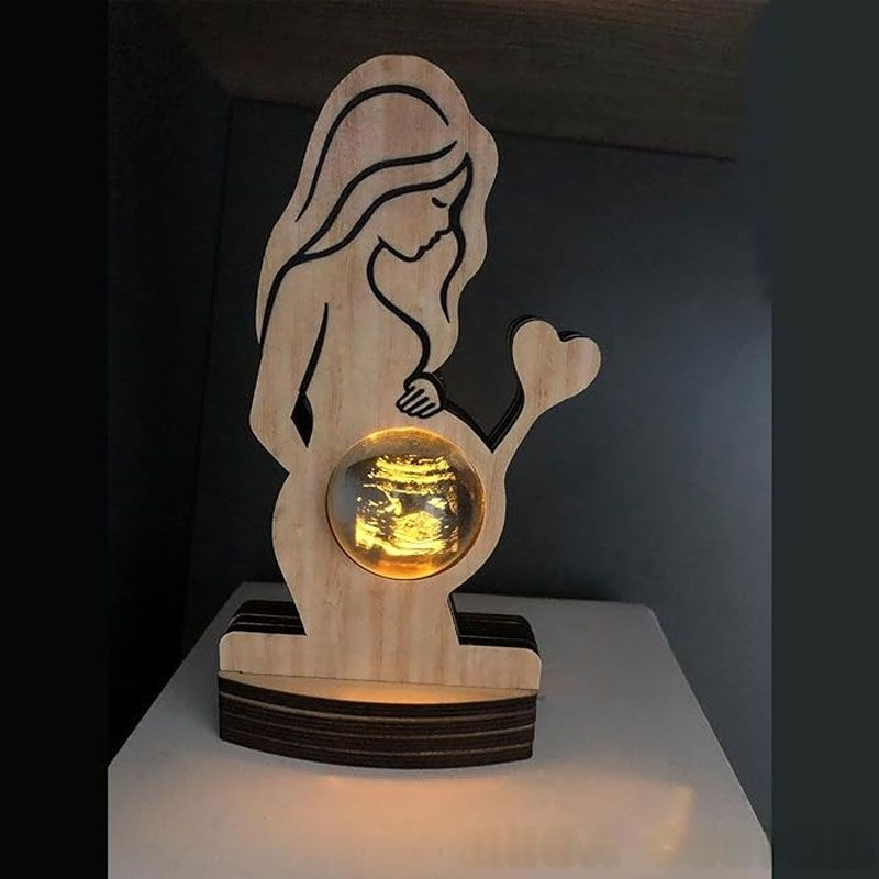 Customized Baby B-Ultrasound Photo 3d Crystal Ball Light Photo Frame Sign, Expecting Mom Gift For Pregnant Friend