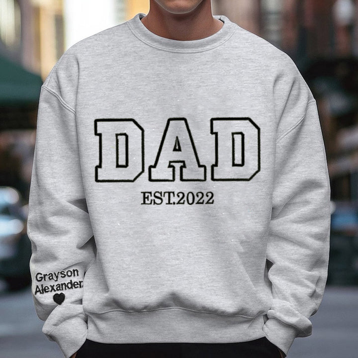 Custom Embroidered Papa Hoodie with Kids Names on Sleeve,Father's Day Gift