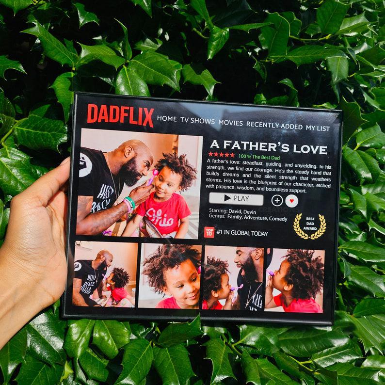 Custom Dad Frame Father's Day Gift,Best Dad Ever, Dadflix, Movie Poster Canva Template