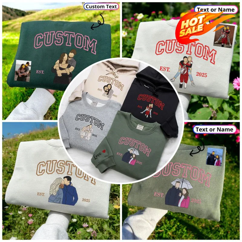Custom Personalized Embroidered Portrait from Photo Hoodie