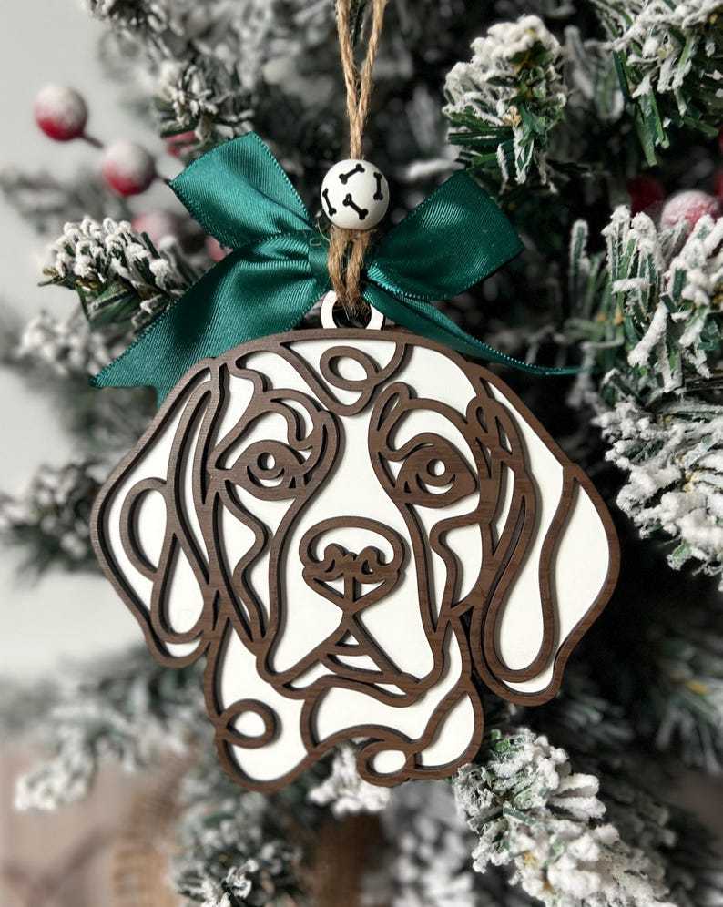 Personalized Line Drawing Pet Portrait Christmas Ornament