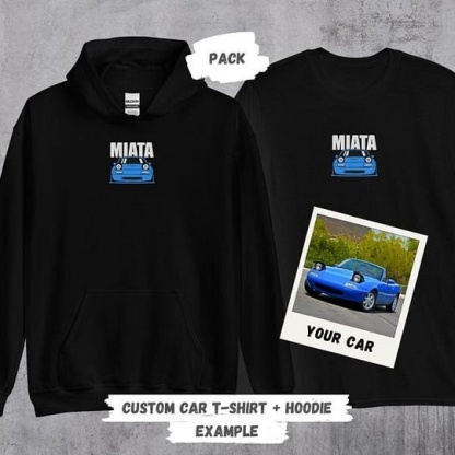 Embroidered CUSTOM Car Hoodie and T-Shirt of Your Car-Gift Idea for Petrolheads