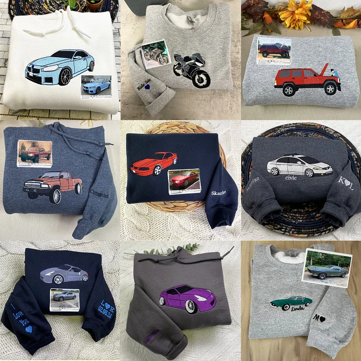 Custom Car Embroidered Shirt – Perfect Gift for Car Lovers and Couples!!!