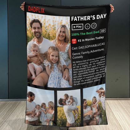 Custom Movie Photo Blanket, Best Dad Father's Day Gift Ever, Dadflix