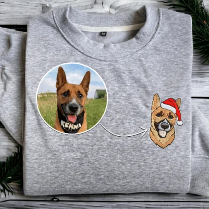 Embroidered Pet Portrait Organic Christmas Jumper Sweatshirt