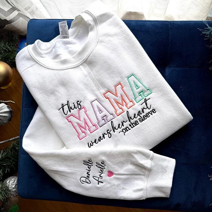 Custom Embroidered Applique Glitter Sweatshirt For Mom
