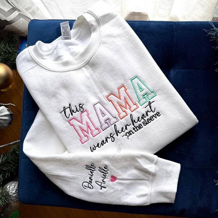 Custom Embroidered Applique Glitter Sweatshirt For Mom