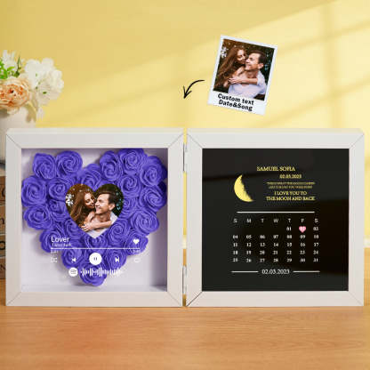 Personalized Photo Rose Flower Box Music Frame Moon Phase Calendar