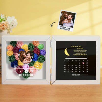 Personalized Photo Rose Flower Box Music Frame Moon Phase Calendar