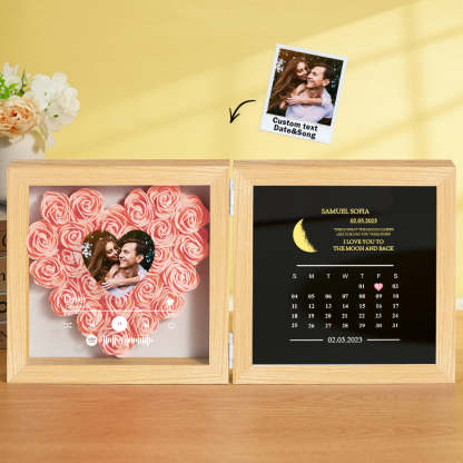 Personalized Photo Rose Flower Box Music Frame Moon Phase Calendar