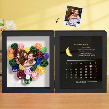 Personalized Photo Rose Flower Box Music Frame Moon Phase Calendar