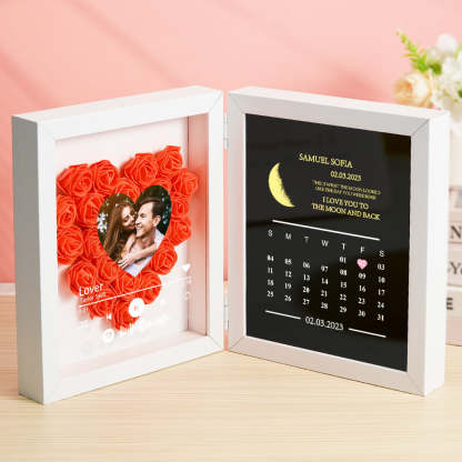 Personalized Photo Rose Flower Box Music Frame Moon Phase Calendar
