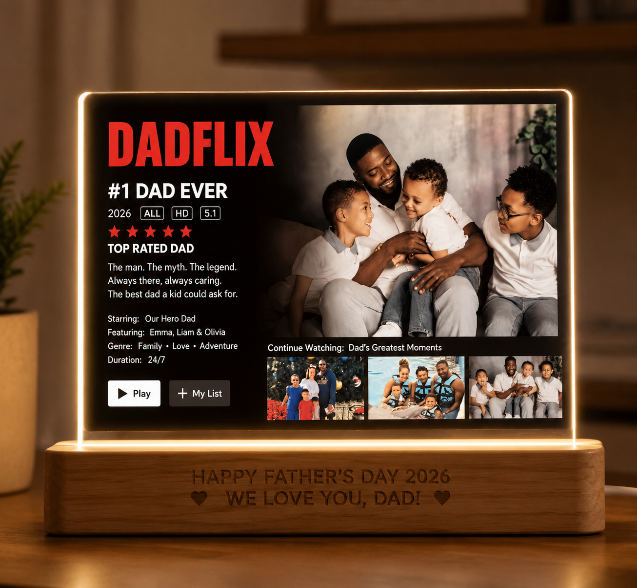 Custom Dadflix Happy Father's Day Night Light-Father's Day Gift