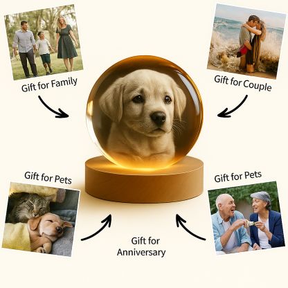 Custom Pet 3D Spherical Crystal Lamp