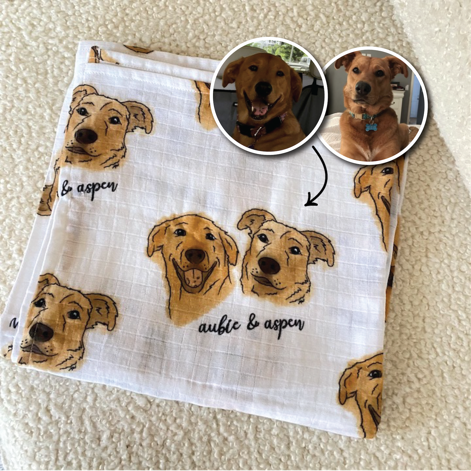 Custom Pet Portrait Baby Swaddle Blanket