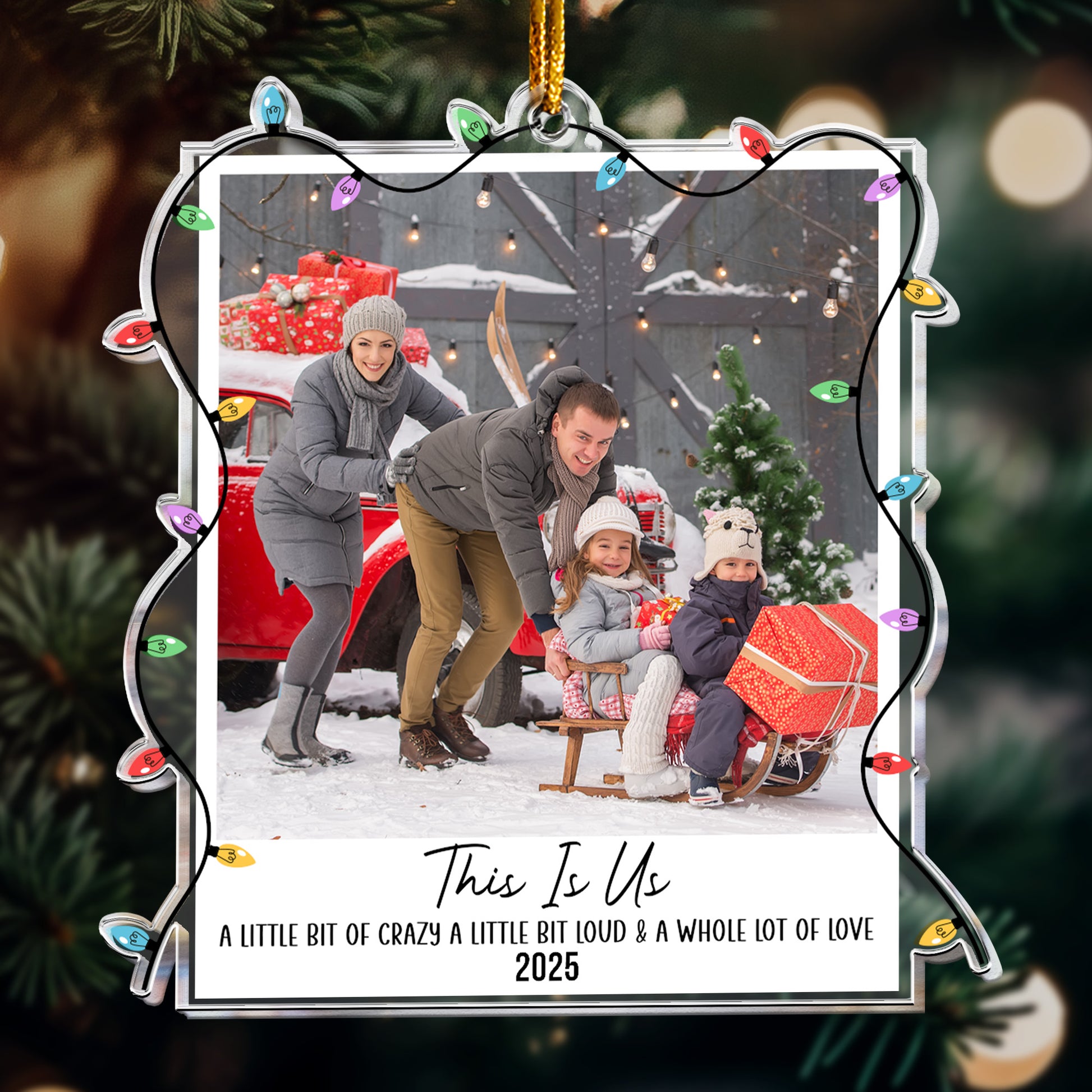 Custom Photo Polaroid Family Friends Christmas - Personalized Family Photo Ornament