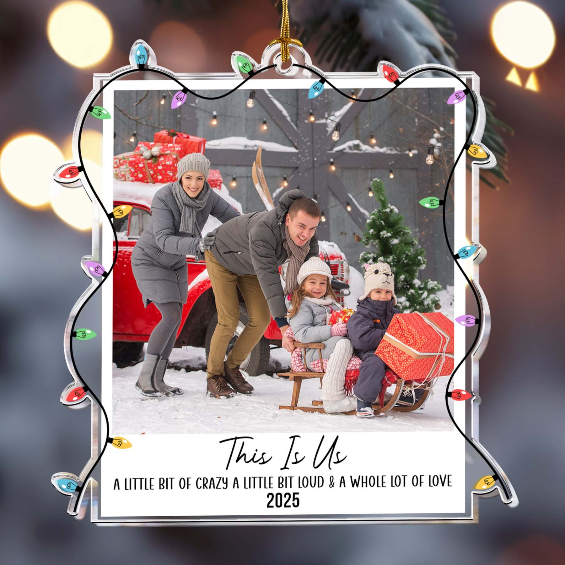 Custom Photo Polaroid Family Friends Christmas - Personalized Family Photo Ornament