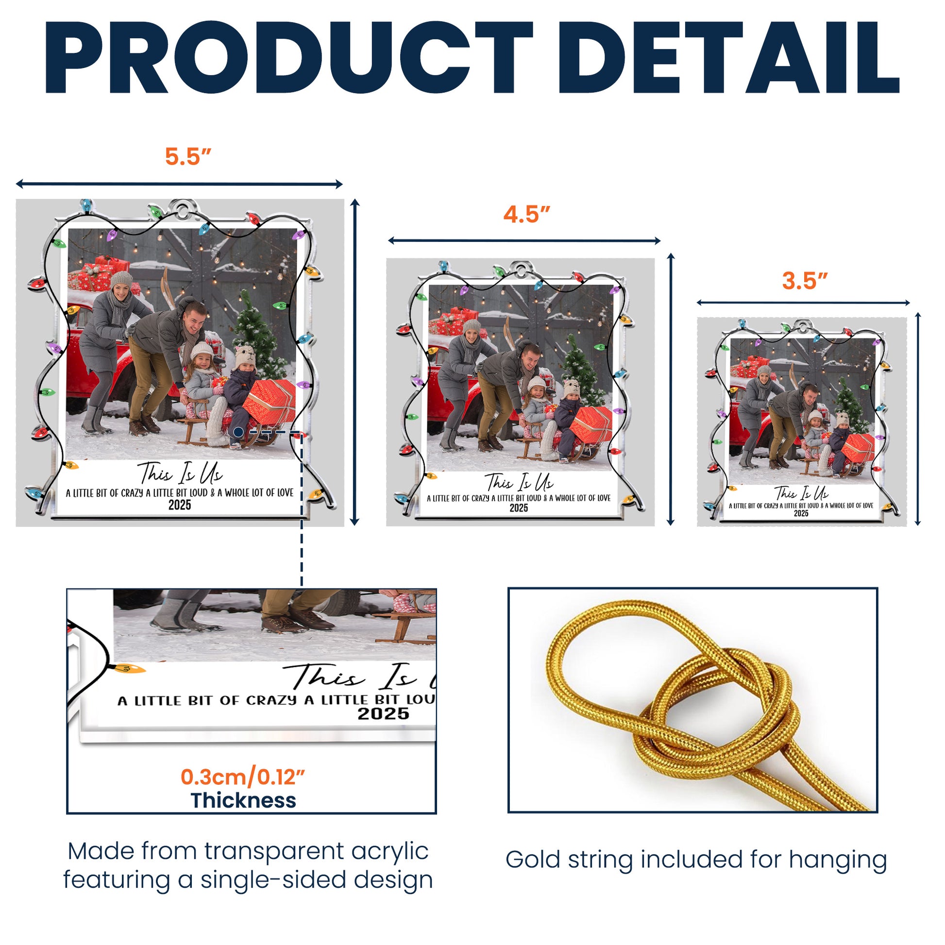 Custom Photo Polaroid Family Friends Christmas - Personalized Family Photo Ornament