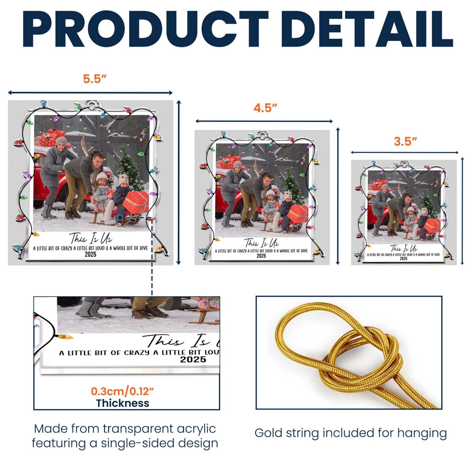 Custom Photo Polaroid Family Friends Christmas - Personalized Family Photo Ornament