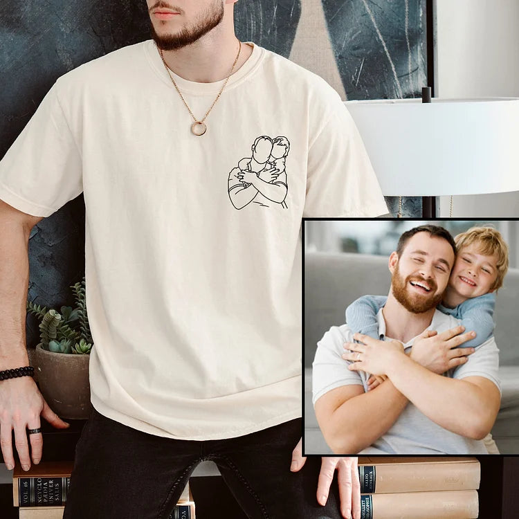 Dad and me-Custom Embroidered Photo Shirt For Dad,Gift for Husband