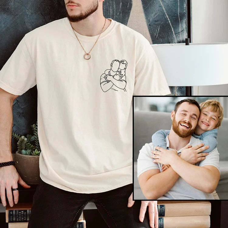 Dad and me-Custom Embroidered Photo Shirt For Dad,Gift for Husband