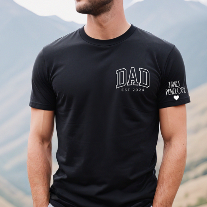 Dad's Pride-Custom Dad Shirt with Kids Names On Sleeve
