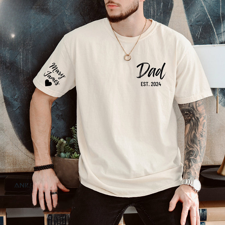 Dad's Edition-Custom Dad Shirt with Kids Names On Sleeve