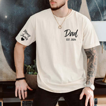Dad's Edition-Custom Dad Shirt with Kids Names On Sleeve