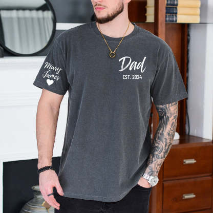 Dad's Edition-Custom Dad Shirt with Kids Names On Sleeve