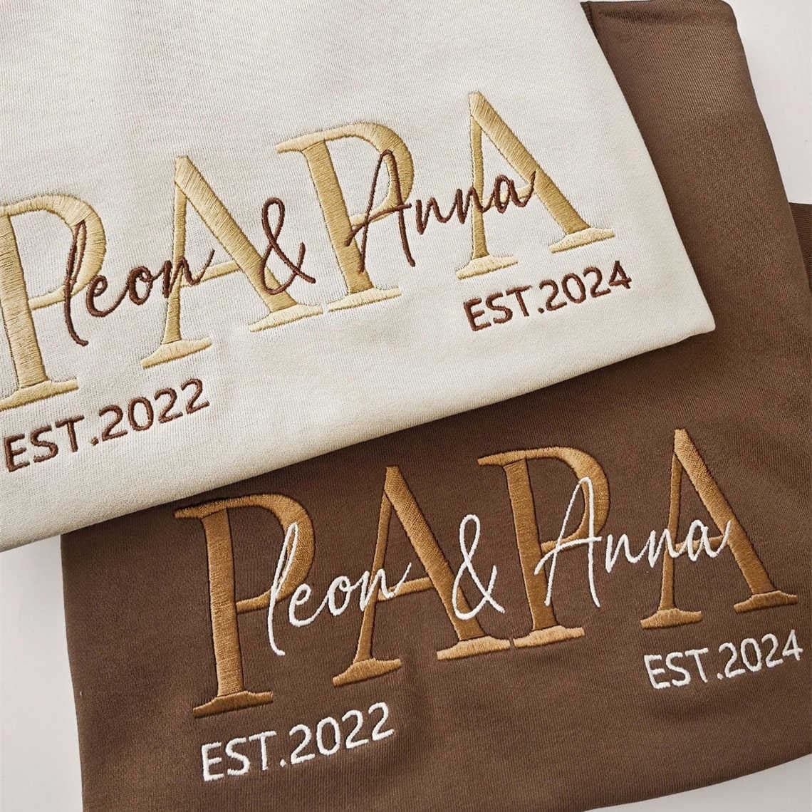 Custom Embroidered Papa Sweatshirt Hoodie With Kids Name For Father's Day Gift