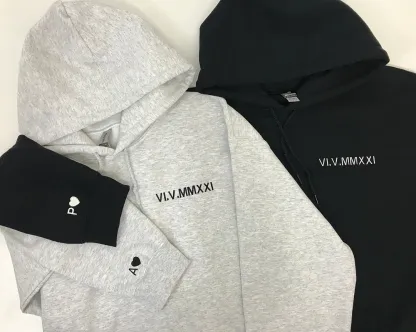 Custom Embroidered Roman Numeral Date Couple's Crewneck - Buy 2 Get Free Shipping