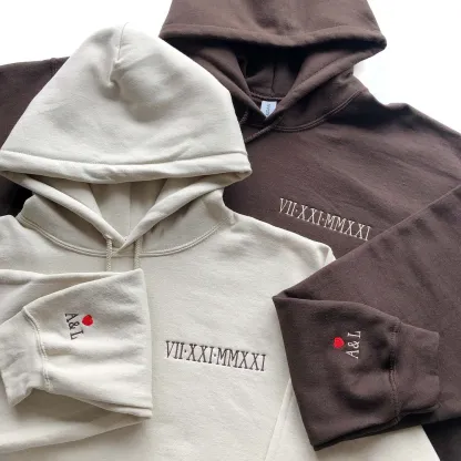Custom Embroidered Roman Numeral Date Couple's Crewneck - Buy 2 Get Free Shipping