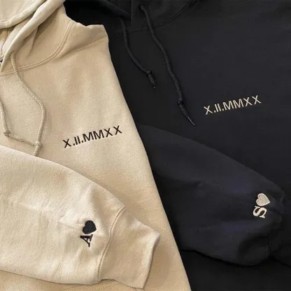 Custom Embroidered Roman Numeral Date Couple's Crewneck - Buy 2 Get Free Shipping