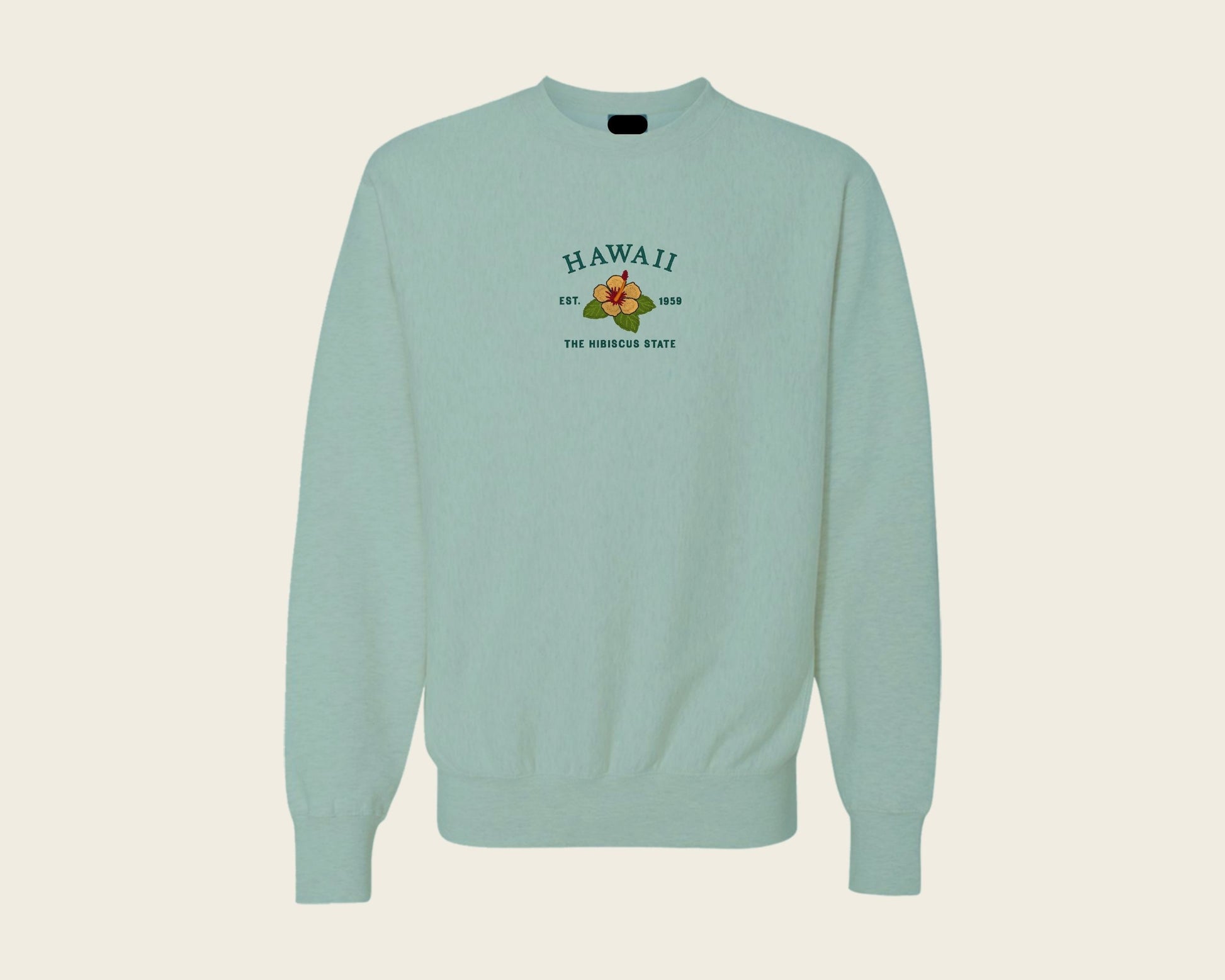 Embroidered Hawaii Hibiscus Crew