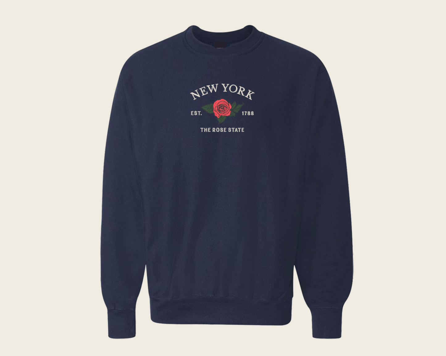Embroidered New York Rose Crew