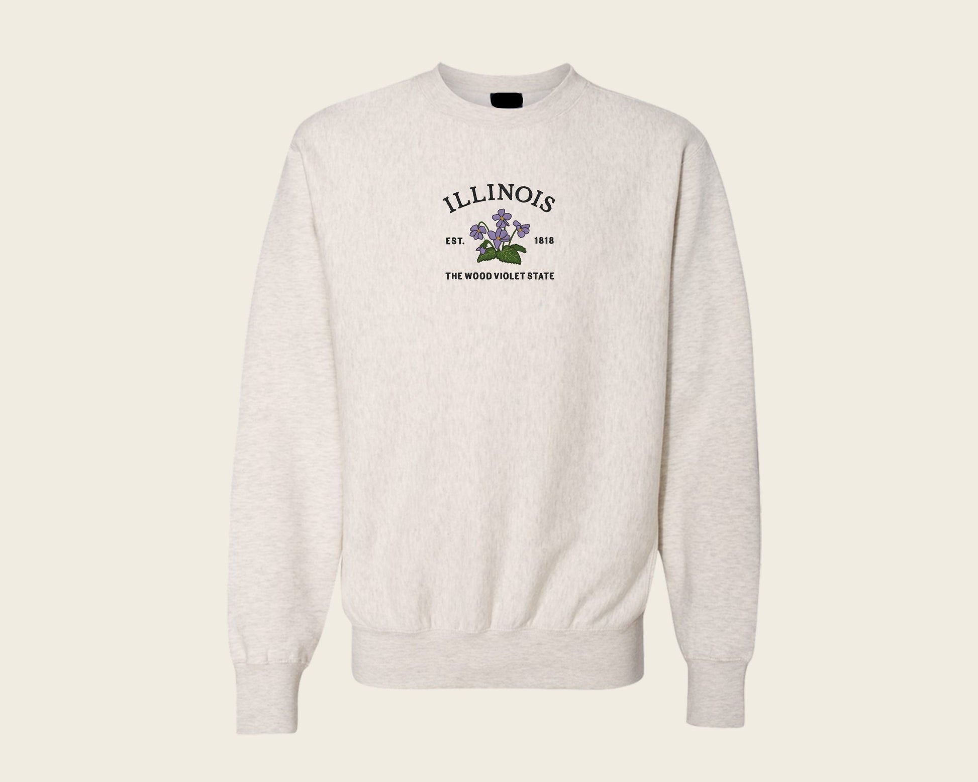 Embroidered Illinois Wood Violet Crew