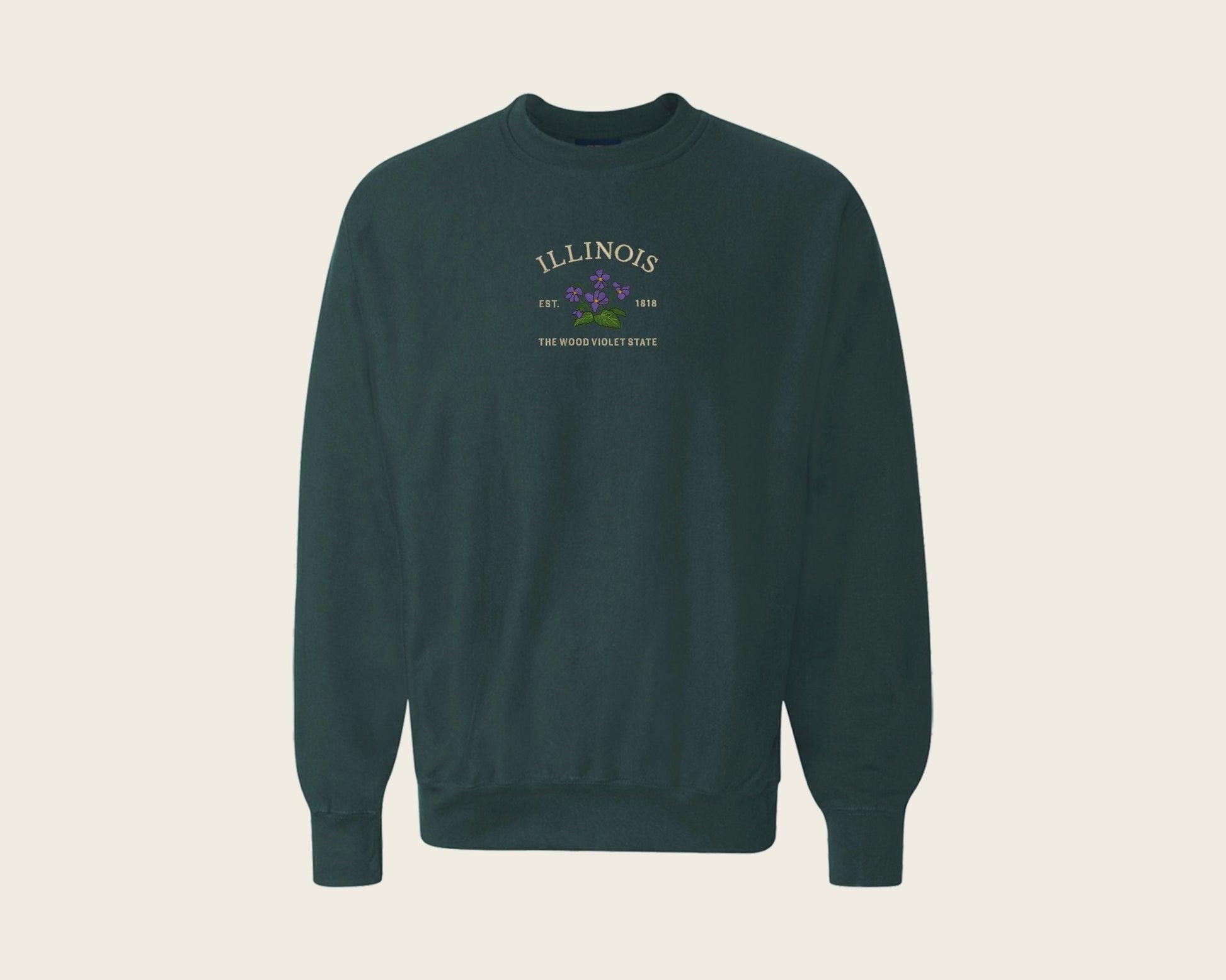 Embroidered Illinois Wood Violet Crew
